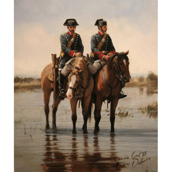 Un grupo de personas junto a un cuerpo de agua junto a un caballo
Descripción generada automáticamente