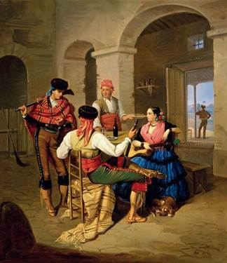 Manuel Cabral y Aguado Bejarano. Escena de una venta. 1855. Museo Carmen Thyssen. M�laga.